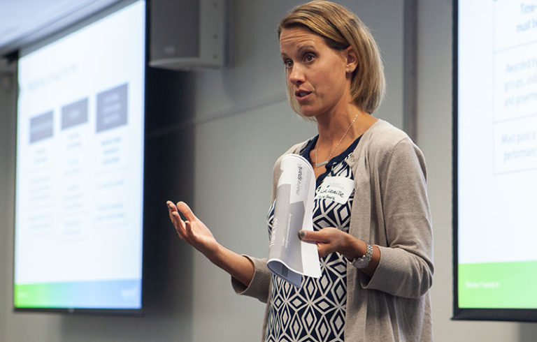 Kate Levielle of MaineSpark explains the challenges of Maine’s workforce needs during her keynote at the 2018 Island Teachers Conference.