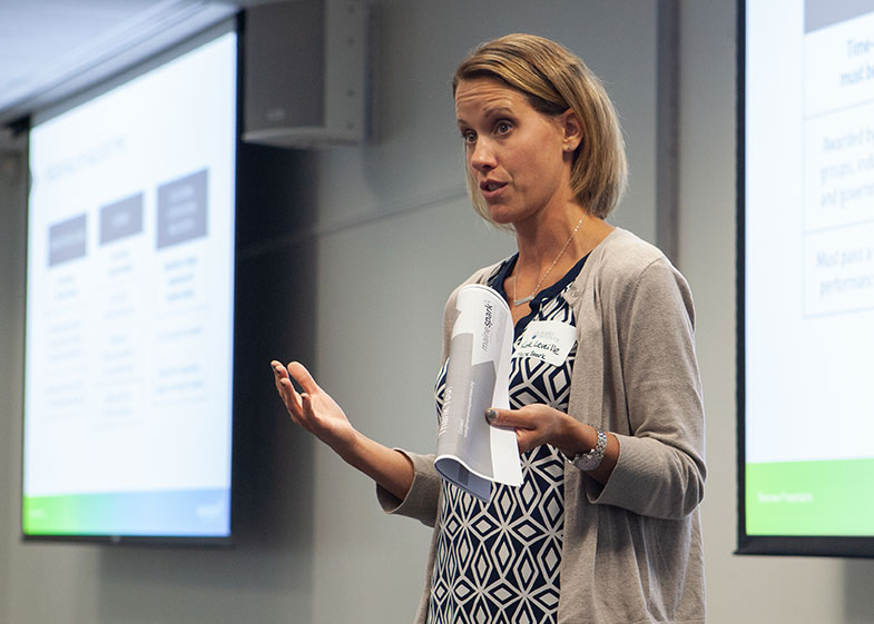 Kate Levielle of MaineSpark explains the challenges of Maine’s workforce needs during her keynote at the 2018 Island Teachers Conference.