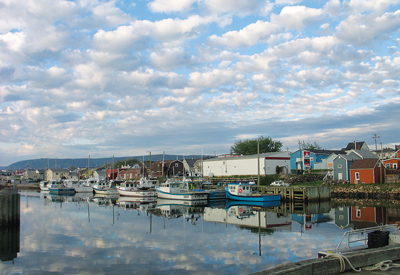 The lobster fleet docked in the harbor at Cheticamp.