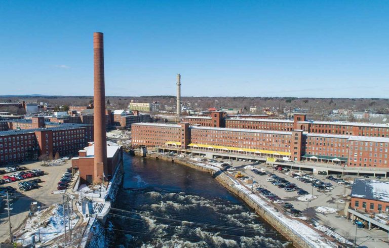 A drone view of the 1-million-square-feet of mill space in Biddeford.