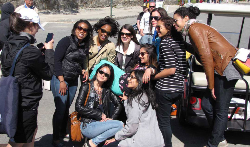 Friends pose for a photo on a visit to Peaks Island.