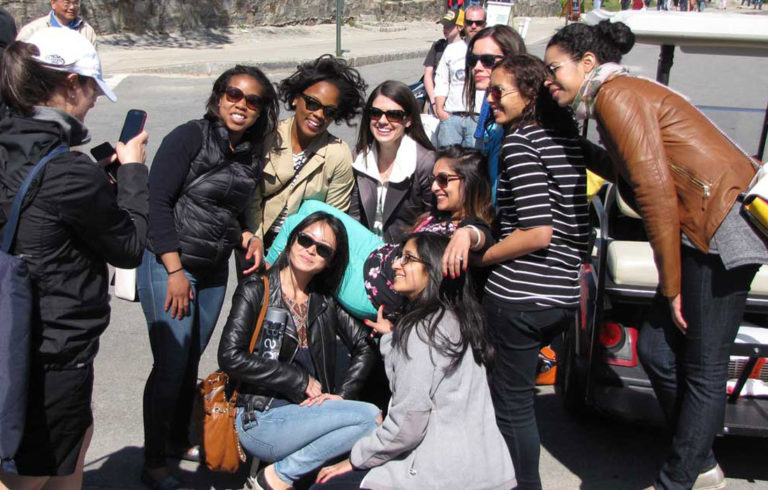 Friends pose for a photo on a visit to Peaks Island.