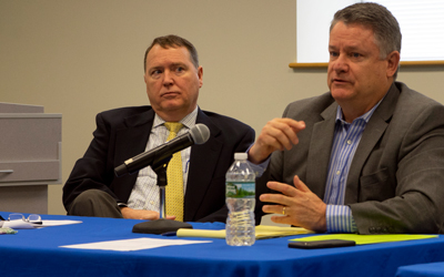 DOT Commissioner Bruce Van Note, right, and DOT attorney Jim Billings.