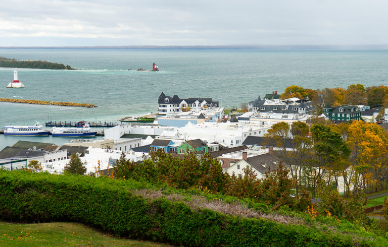 A view of the village area on Michigan's Mackinac Island.