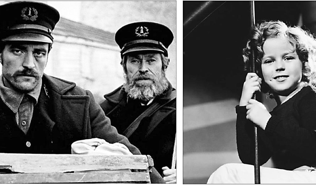 Production still from The Lighthouse (2019) and Captain January (1936)