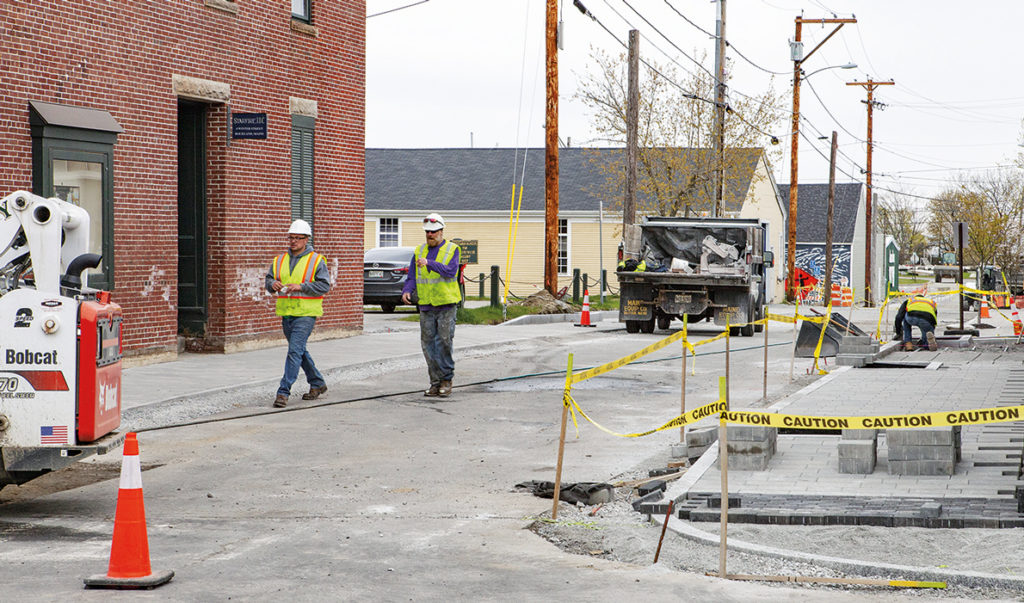 Sidewalk work on Winter Street in Rockland this spring.