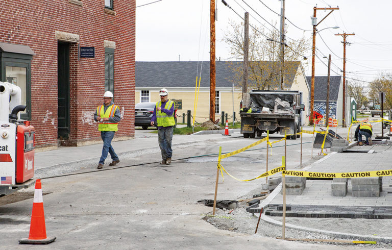 Sidewalk work on Winter Street in Rockland this spring.