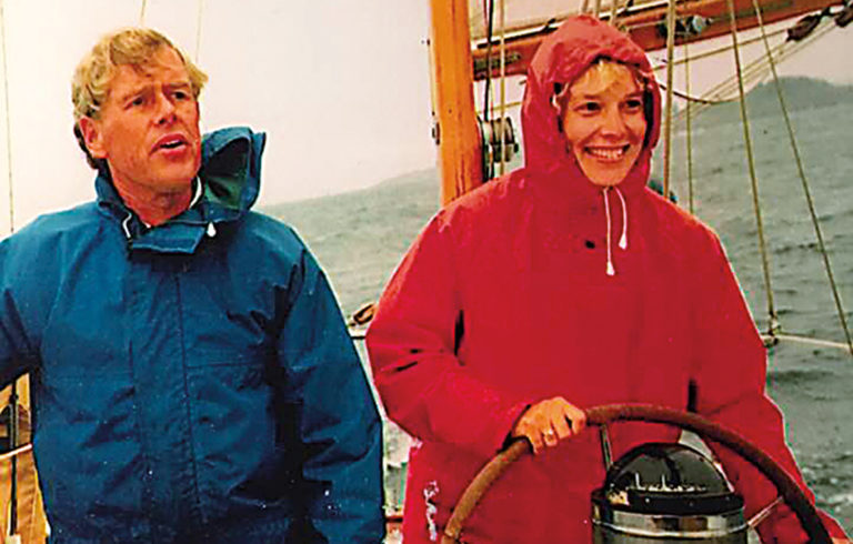 Jon Cheston and Nancy Hauswald aboard their boat