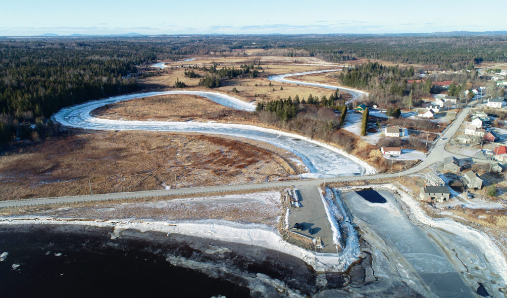 An aerial view of the West Branch of the Pleasant River. PAn aerial view of the West Branch of the Pleasant River.