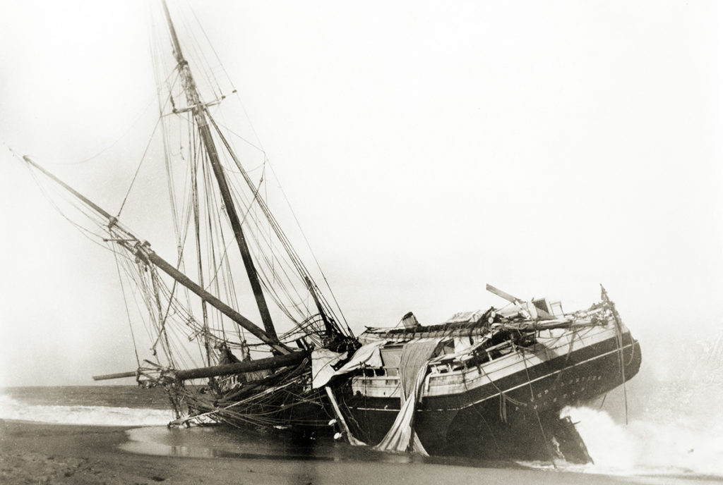 A dramatic image of a shipwreck from the Ed Coffin collection of photographs