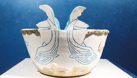 A ceramic bowl by Nancy Oakley tells both sides of the ocean’s story.