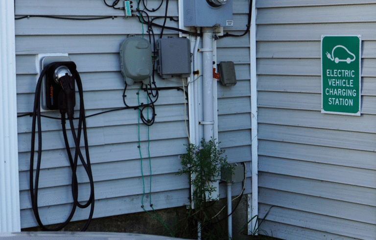 A vehicle charging station in Prospect Harbor.