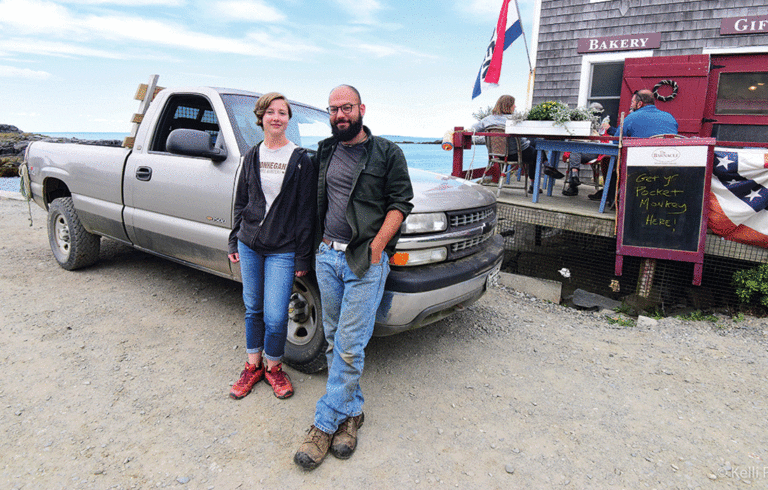 Carley Mayhew and Mott Feibusch of Monhegan Coffee Roasters.