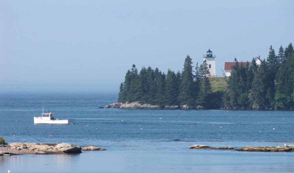 A view of Swan's Island's Burnt Cove Lighthouse.