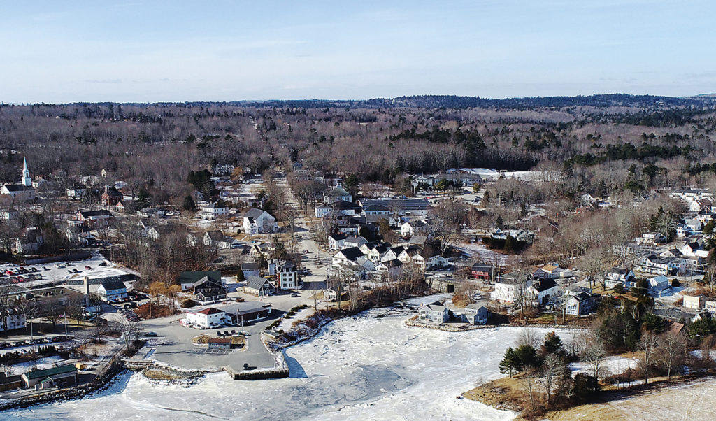 ​ An aerial view of Blue Hill village.