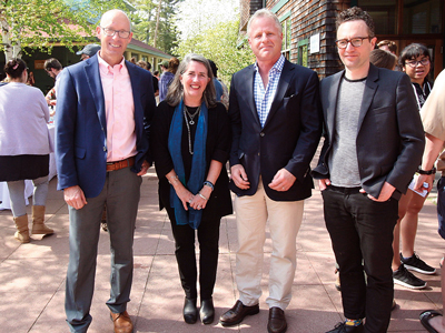 From left, College of the Atlantic president Darron Collins, New York City architect Susan Rodriguez; Andew Davis, lead advisor for the Shelby Cullom Davis Charitable Fund; and Timothy Lock, a management partner with Opal, the architecture division of GO 