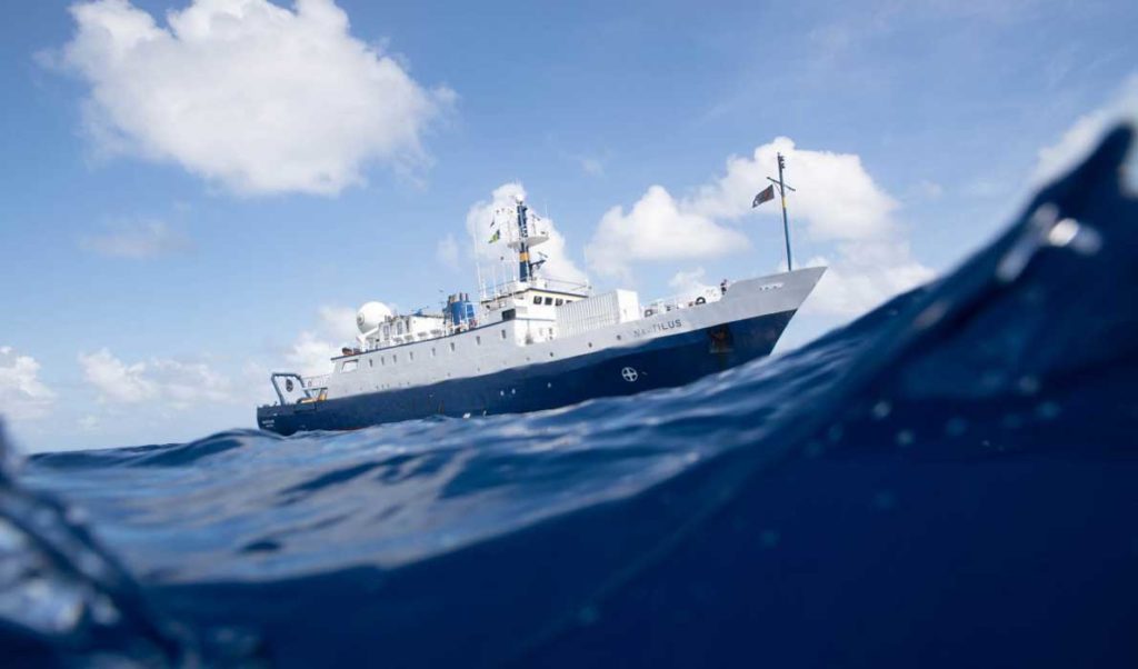 E/V Nautilus off Nikumaroro Island.