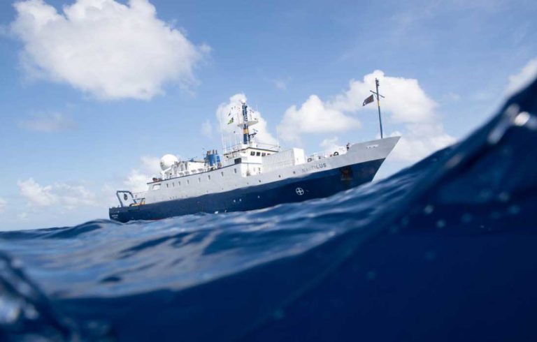 E/V Nautilus off Nikumaroro Island.