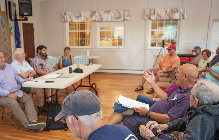 Cliff Island residents gathered to celebrate establishing broadband service on the island