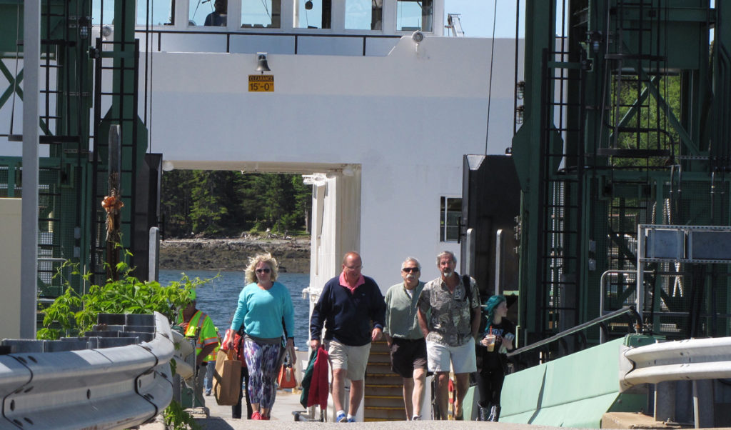 Passengers disembark the Islesboro ferry in Lincolnville.