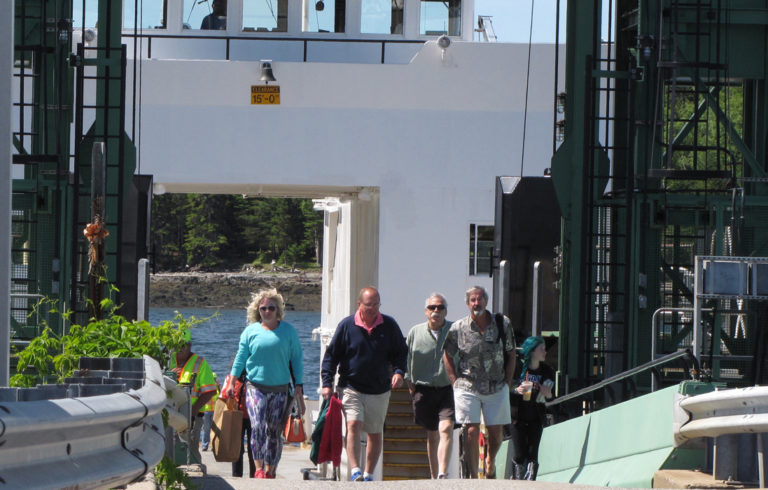 Passengers disembark the Islesboro ferry in Lincolnville.