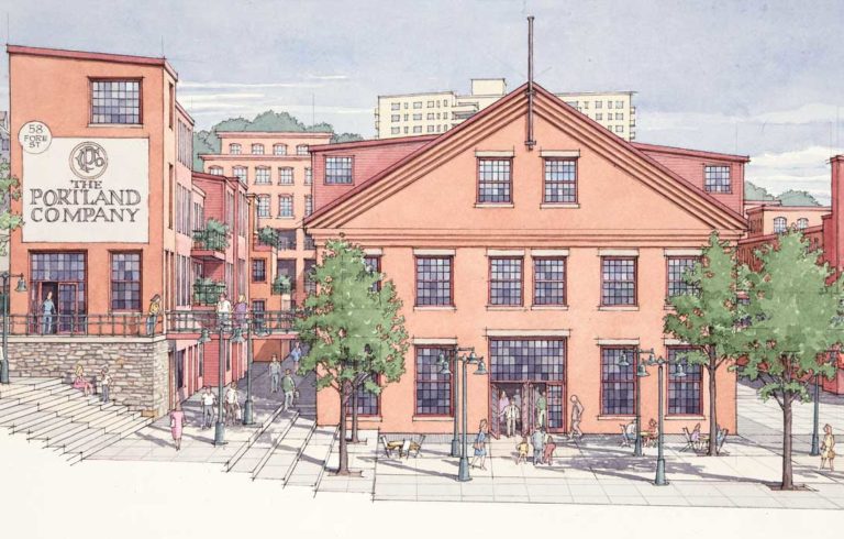 An artist's depiction of what the redevelopment of the Portland Co. site will look like.