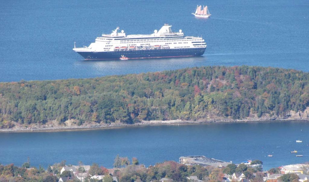 A cruise ship as seen from Cadillac Mountain.