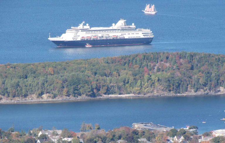 A cruise ship as seen from Cadillac Mountain.