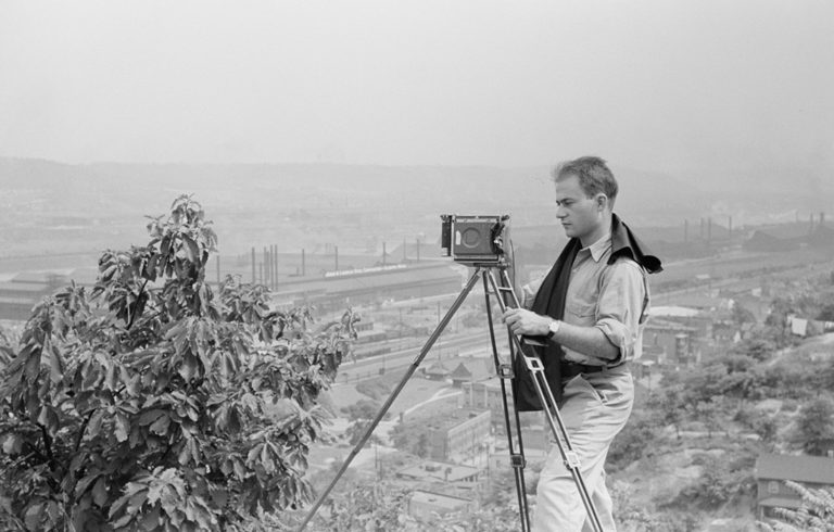 The young Arthur Rothstein sets up his camera.