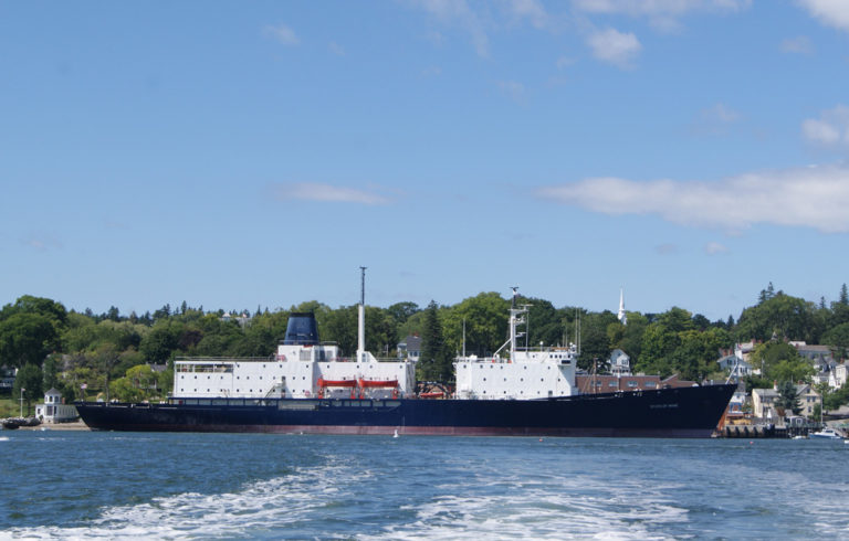 Maine Maritime Academy's training ship State of Maine docked in Castine.