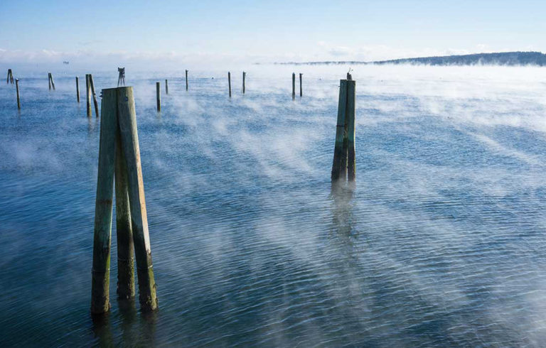 Sea smoke sunrise.