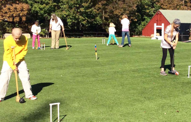 Island students learnt to play golf croquet.