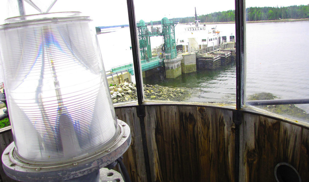 The Islesboro ferry as seen from the Grindle Point Lighthouse.