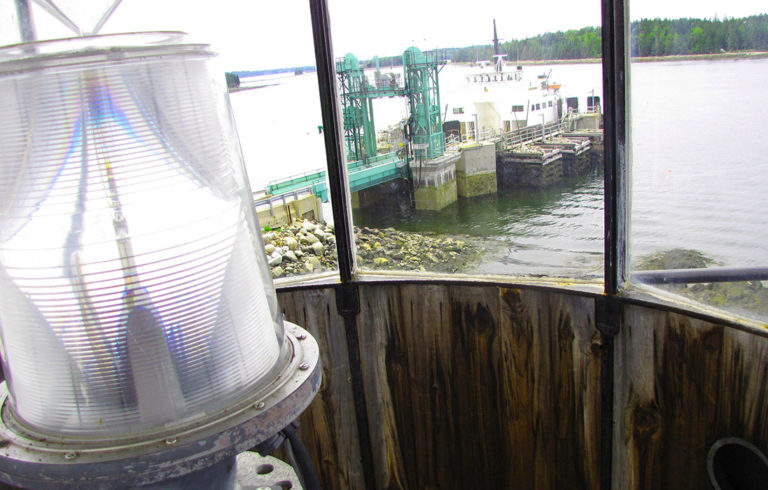 The Islesboro ferry as seen from the Grindle Point Lighthouse.