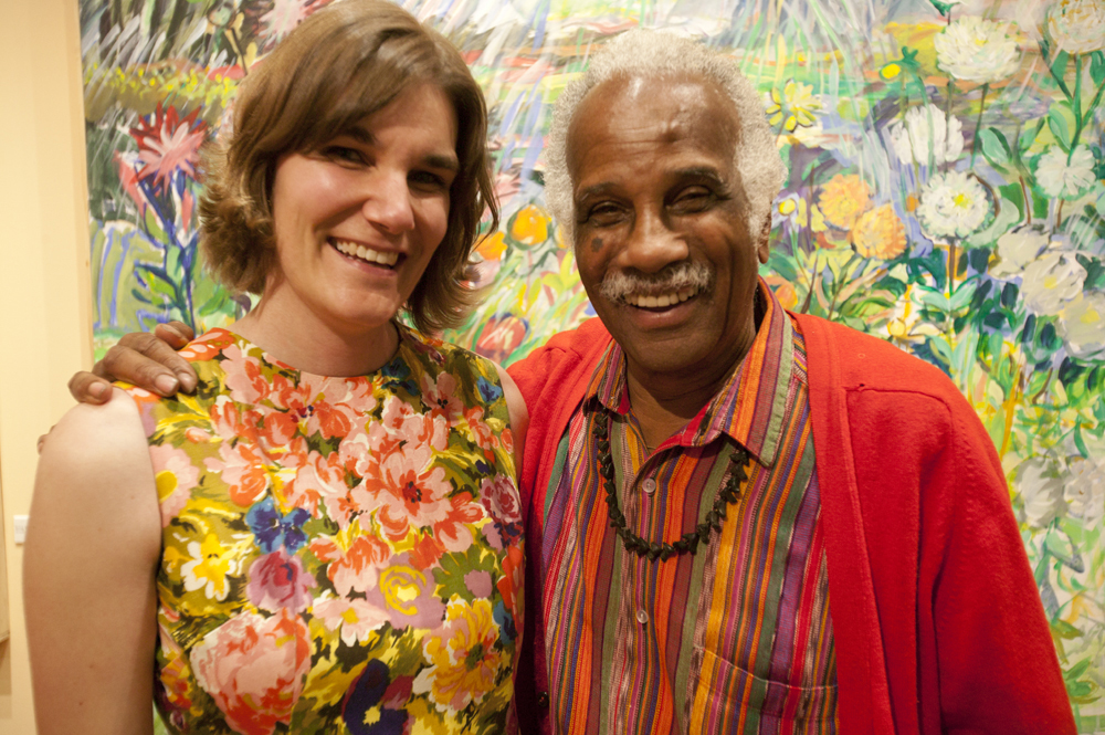 Archipelago Director Lisa Mossel Vietze with artist Ashley Bryan at the opening of his show in the Archipelago gallery in 2010.