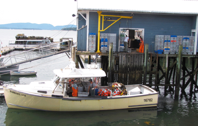 Bruce Fernald prepares to unload his boat