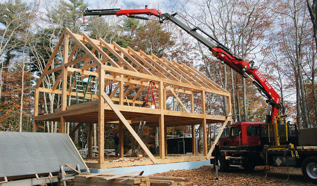 The timber frame is assembled