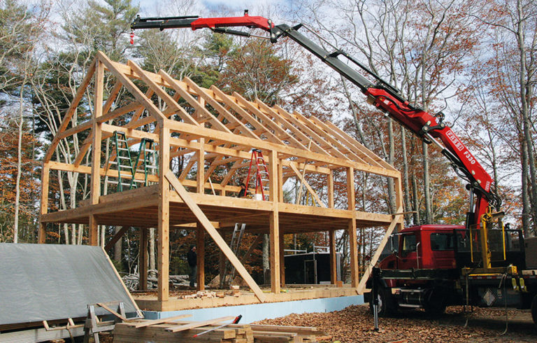 The timber frame is assembled