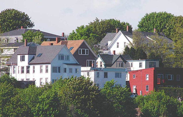 Houses in Portland's East End. A report has concluded that almost half of the city's residents are paying too much in rent.