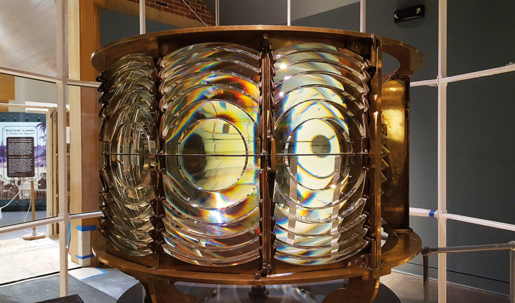 A Fresnel lens on display.