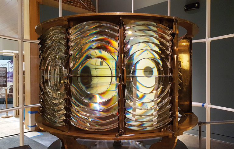 A Fresnel lens on display.