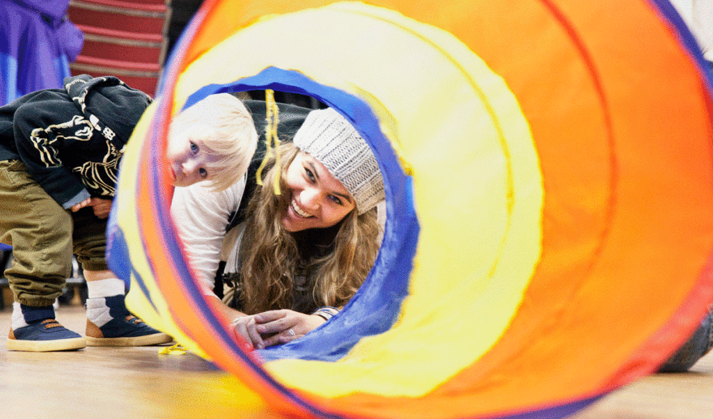 Tarah Waters working with children in Eastport.