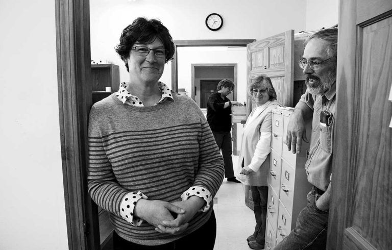 Eastport City Manager Elaine Abbott with staff. From left: Abbott