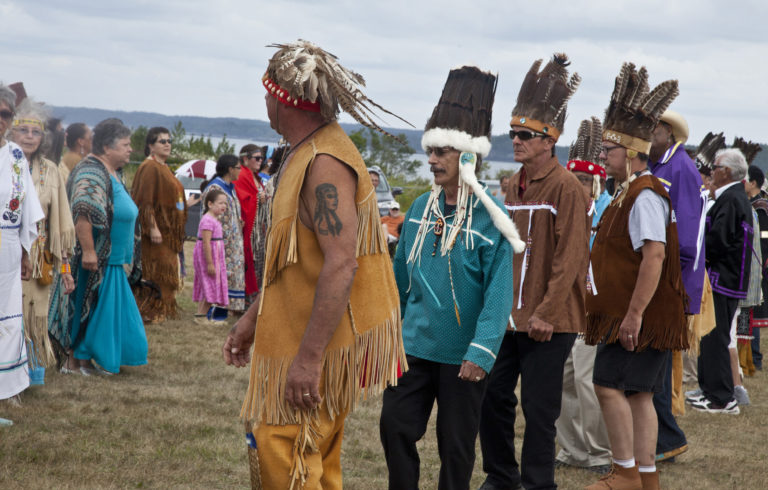 Members of the Passamaquoddy Tribe celebrate with a dance.