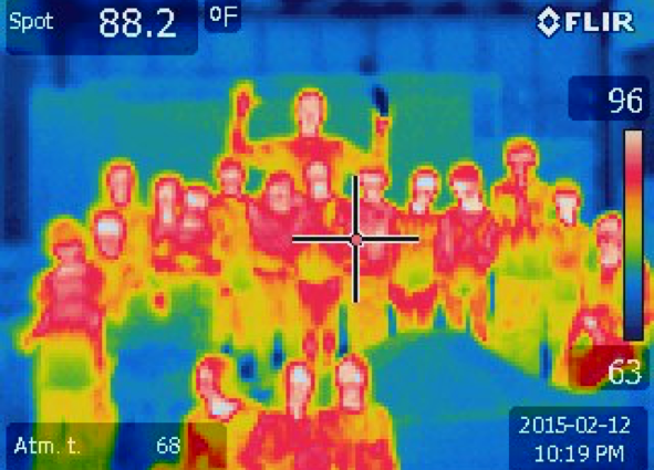 Long and Cliff Island students pose for a thermal camera photo during the Energy Day on Long Island.