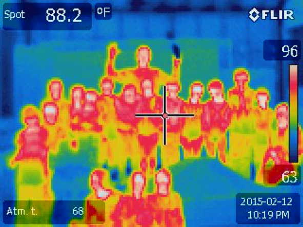 Long and Cliff Island students pose for a thermal camera photo during the Energy Day on Long Island.