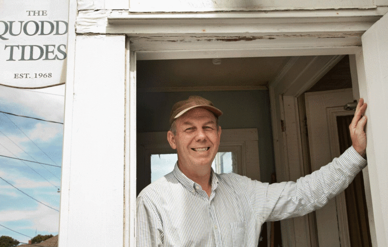 Edward French at the offices of The Quoddy Tides.