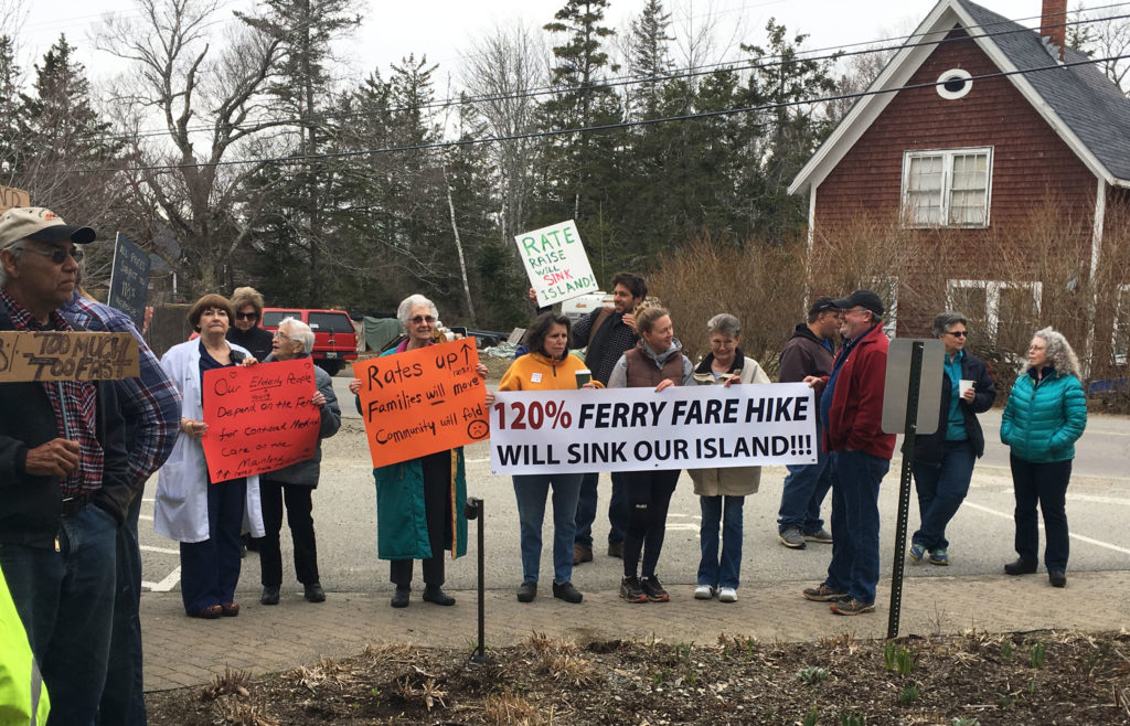 Islesboro residents gathered at the island's community center on April 19th to highlight the concerns the community has with the new Maine State Ferry Service fares.