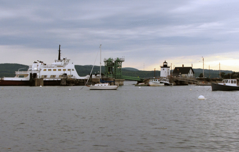 The Islesboro ferry lands on the island.