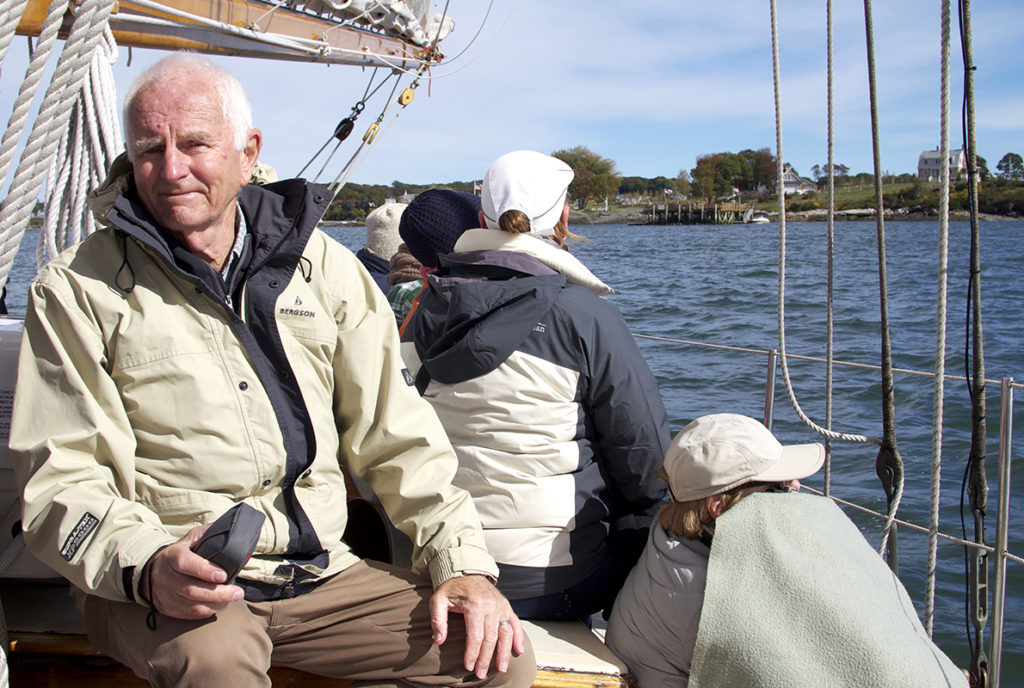 Ray Bowden enjoys the autumn sunshine on board the Bagheera.